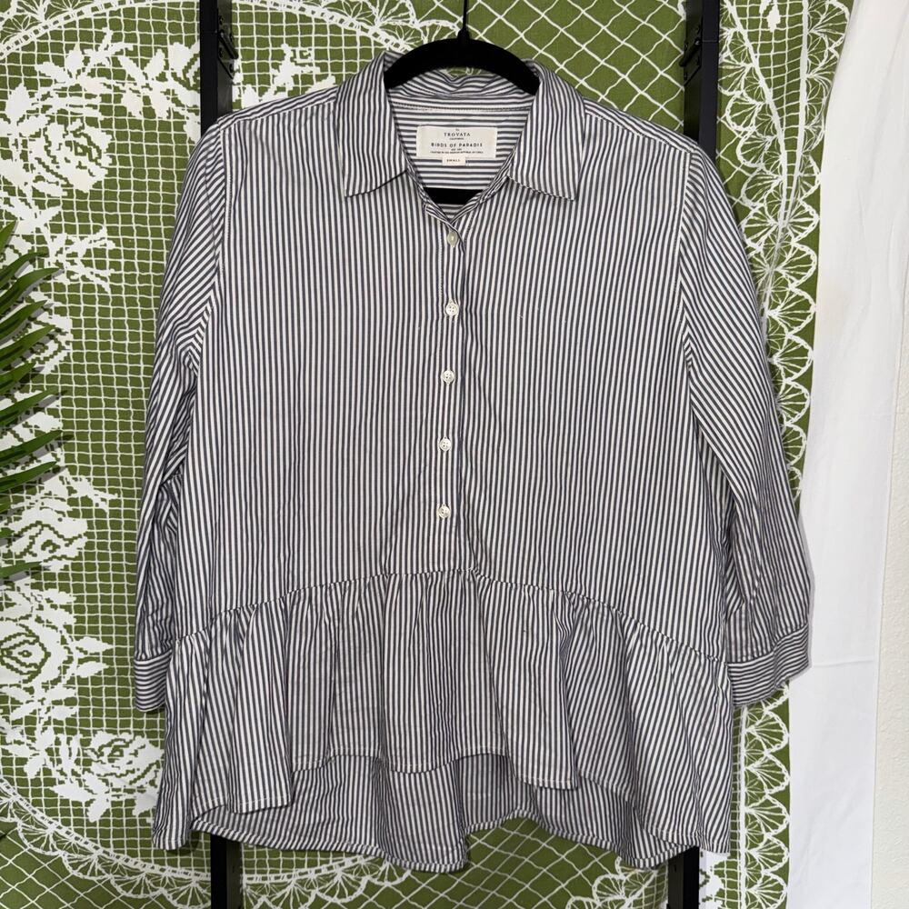 Birds of Paradis by Trovata Striped Peplum Blouse